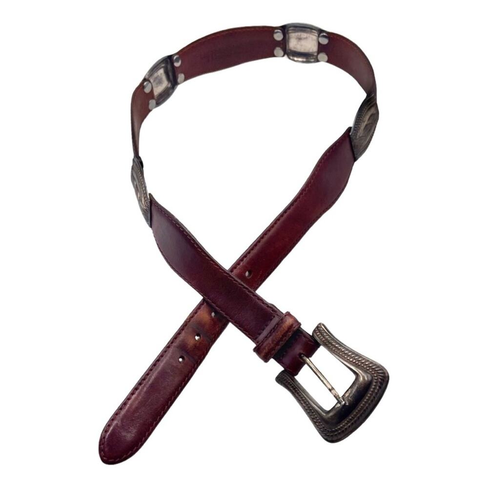 FOSSIL VTG Vintage brown leather belt size MEDIUM 35" long